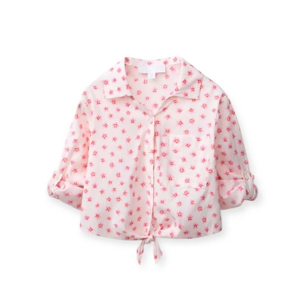 Zara floral pink top nwt knot detail